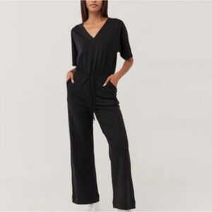 Pact Charlie Black Jumpsuit Organic Cotton Flowy Stretch Breathable Oversized